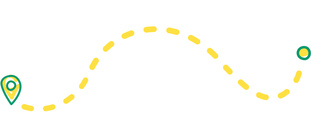 Ornamento decorativo de mapa con líneas curvas verdes y puntos amarillos sobre fondo blanco